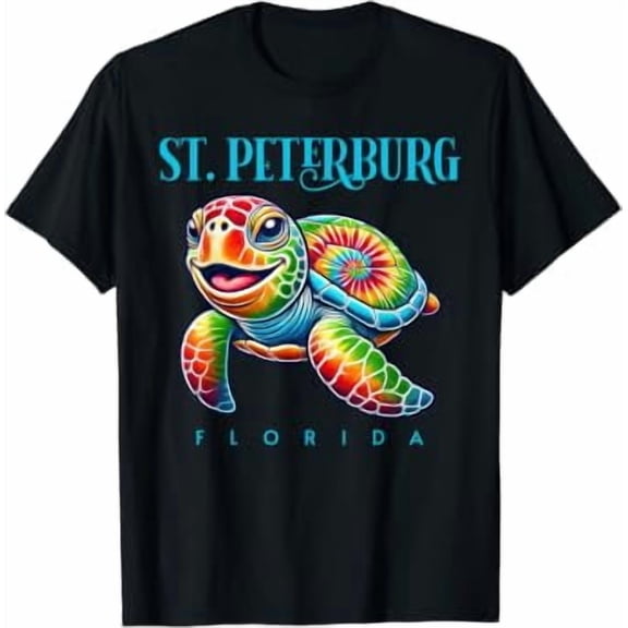 Saint Petersburg Florida Smiling Tie Dye Sea Turtle T-Shirt
