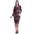thumbnail image 3 of Moomaya Printed Full Sleeve Bodycon Dress for Women Scoop Neck Side Slit Casual Clothing, 3 of 8