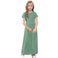 thumbnail image 3 of RXIRUCGD 2025 Vêtements d'Été pour Enfants Tout-Petits Filles Mignon Rayé Imprimé Manches Courtes Robe Extensible avec Poches Robe Longue en Ligne, 3 of 8