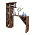 thumbnail image 2 of Benjara Bar Height Table- Glass Racks w Bottle Holders- 73" Classic Brown, 2 of 6