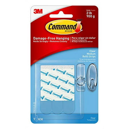 

Command Clear Replacement Strips Re-Hang Indoor Clear Hooks 9 strips (17021CLR-ES)