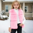 thumbnail image 2 of mgoYE Girls Vest Kids V-Neck Cardigan Sleeveless Fuzzy Jacket Outerwear Warm Winter Coat Waistcoat(Pink,2-3 Years), 2 of 4