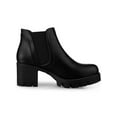 thumbnail image 3 of BLISSFUL STEP Women's Lug Sole Block Heel Chelsea Closed Toe Ankle Boots Black 6, 3 of 8