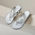 thumbnail image 3 of Mepaouo Women's Metallic Strappy Thong Sandals Summer Beach Flat Flip Flops Casual Slip on Slide Shoes, 3 of 5