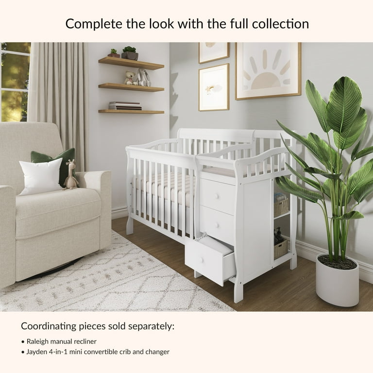 Davinci Charlie White Crib With Changing Table Attached Crib Small