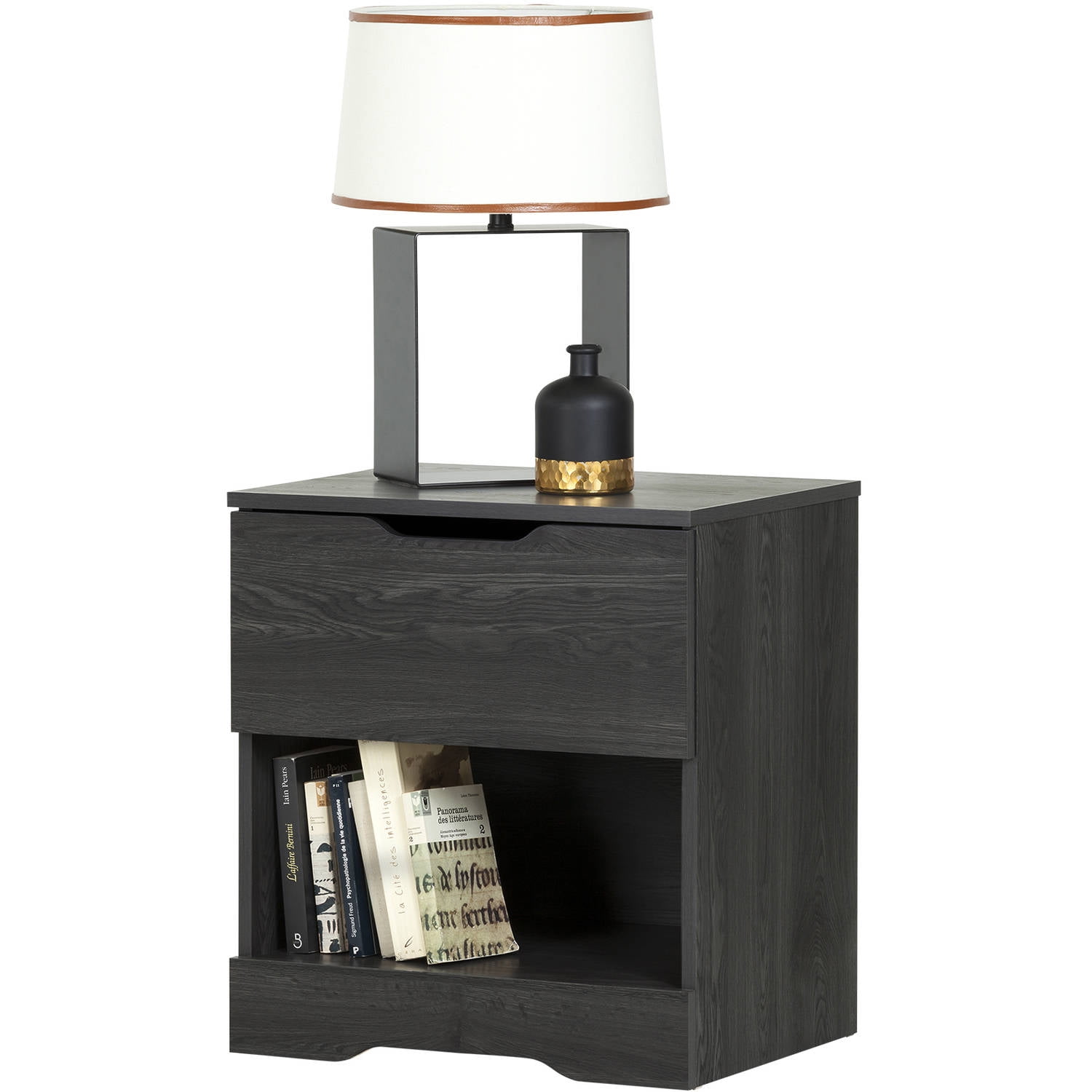 South Shore Holland 1-Drawer Nightstand - End Table with Storage Gray