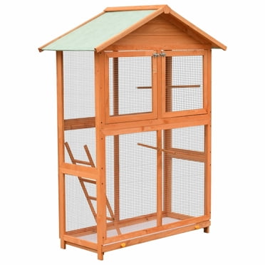 Image showcasing vidaXL Outdoor Aviary Walk-in Aviary with Hinged Door Large Bird Cage ...