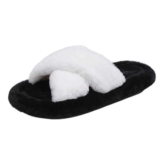 SBYOJLPB Solid Color Slipper for Women Winter Warm Comfortable Open-Toe Slippers
