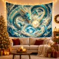 thumbnail image 3 of Blue Chinese Dragon in Crashing Waves, Mystical Fantasy Art for Dragon Lovers, Mythical Wall Decor, Housewarming Gift Tapestry Wall Hanging for Living Room, Bedroom and Dorm, 3 of 7