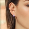 thumbnail image 3 of Gem Stone King 925 Sterling Silver and 10K Yellow Gold Pink Simulated Opal and White Lab Grown Diamond Heart Shape Earrings for Women (1.59 Cttw, Gemstone October Birthstone, Heart Shape 6MM), 3 of 3