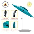 thumbnail image 3 of FLAME&SHADE 9 ft Double Top Outdoor Market Patio Table Umbrella with Tilt, Aqua Blue, 3 of 7