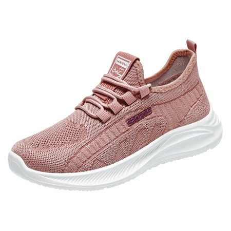 

Mackneog Spring And Summer Women Sports Shoes Flat Soft Bottom Non Slip Comfortable Mesh Breathable Elastic Lace Up Solid Casual Style Women s sneakers Pink 39 Gift on Clearance