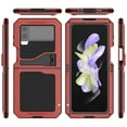 thumbnail image 5 of for Samsung Galaxy Z Flip 4 Case, 360 Full Body Protective Cover Heavy Duty Shockproof Armor Aluminum Alloy Metal Case with Silicone for Samsung Galaxy Z Flip 4 5G 6.7 inch, Red, 5 of 8