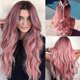 thumbnail image 1 of Pelucas rosadas largas coloridas para la peluca sintética natural de Ombre del pelo de las mujeres con las raíces oscuras, 1 of 5
