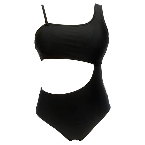 Traje de Baño Ocean Pacific para Mujer Completo Asimetrico en Tirantes, Cuello Redondo Negro Talla EG
