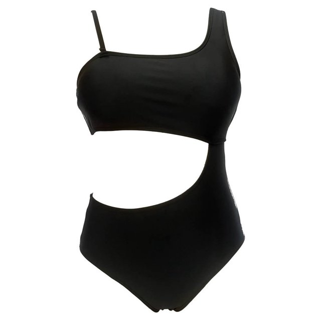 Traje de Baño Ocean Pacific para Mujer Completo Asimetrico en Tirantes, Cuello Redondo Negro Talla EG