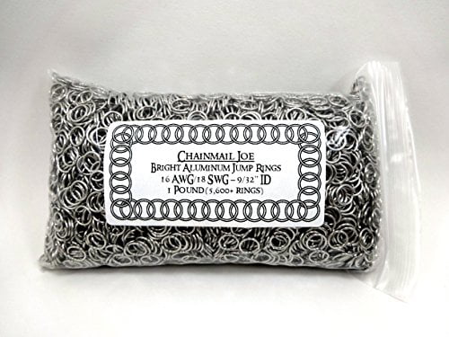 1 Pound Bright Aluminum Chainmail Jump Rings 18G 1/4 ID 6400+ Rings!
