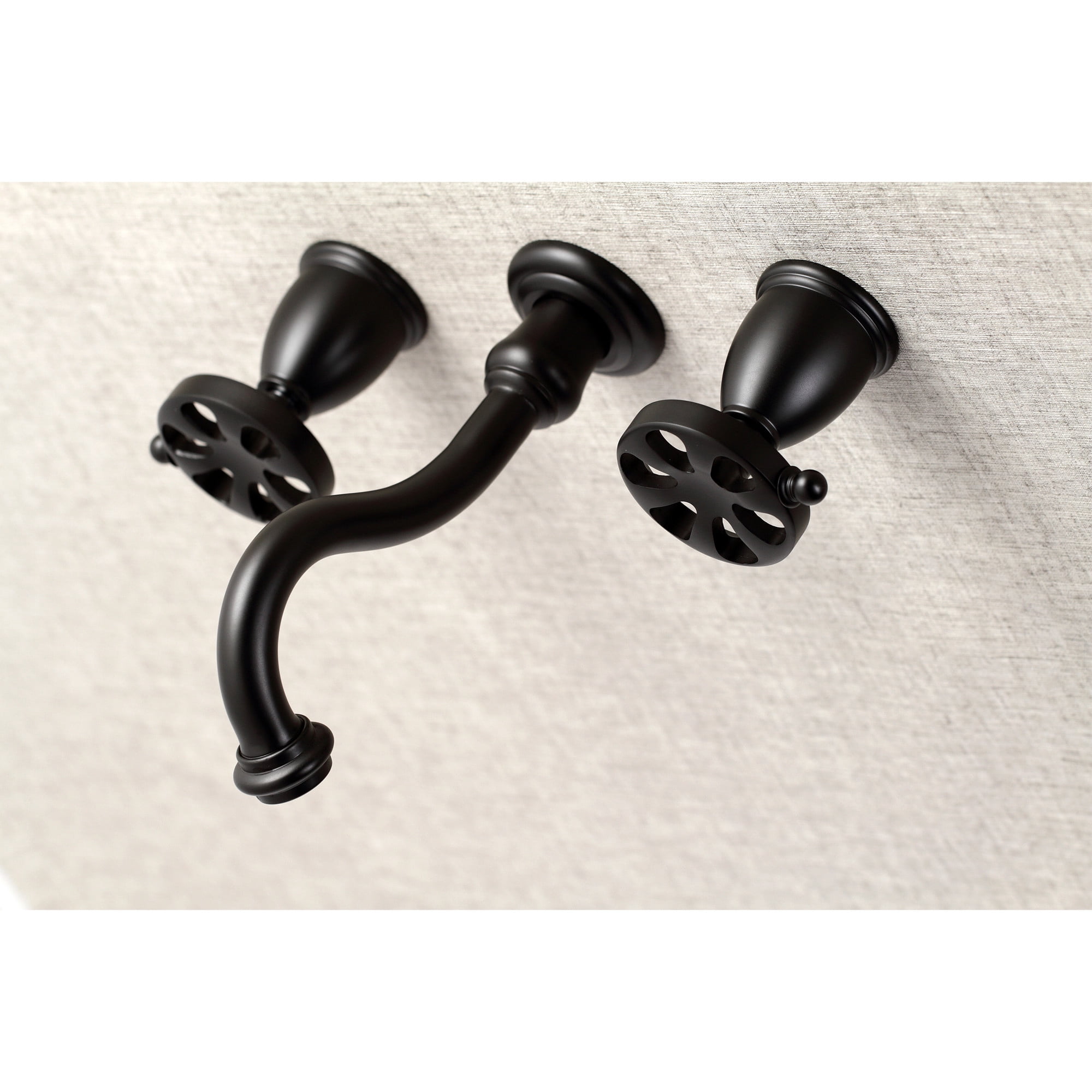 Kingston Brass KS3120RX Belknap Double-Handle Wall Mount Bathroom Faucet, Matte Black