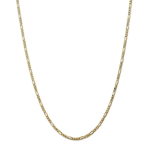 14K Yellow Gold necklace Figaro chain Flat 16 in 2.75 mm