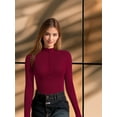 thumbnail image 6 of MOYIKO Mock Turtleneck for Women Zip up Long Sleeve Body Suits Womens Fitted Tight Tops, 6 of 7