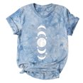 thumbnail image 3 of Camiseta con estampado de sol y luna para mujer, camiseta de manga corta con cuello redondo, camiseta informal divertida y bonita para chica adolescente OAVQHLG3B Store  lin121212, 3 of 4