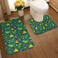 thumbnail image 2 of Honeii Dinosaurs and Tropical Leaves and Flowers Pattern Bathroom Anti-Skid Pad Bathroom Mat Vintage Seamless Pattern Not-Slip Toilet Rug Set, 2 of 6