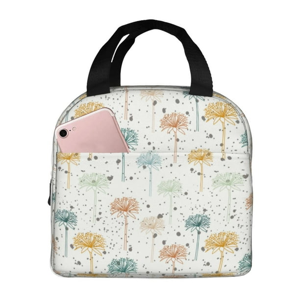 Easygdp Dandelion Bolsa Térmica Premium - Tela Oxford Impermeable, Gran Capacidad, Bolsillo Frontal, Unisex para Trabajo, Escuela, Actividades al Aire Libre y Picnics