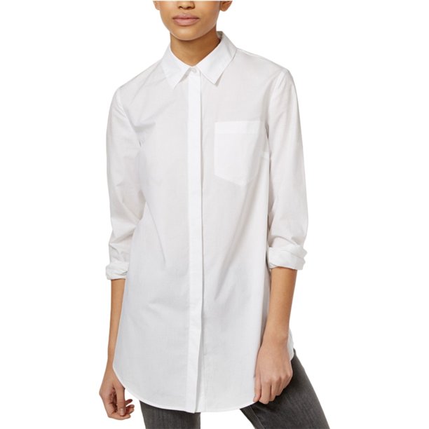 Camisa extragrande con botones Rachel Roy para mujer blanca pequeña