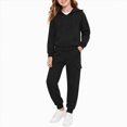thumbnail image 5 of NOLDARES Toddler Baby Boy Fall Clothes Long Sleeve Hoodie Sweatshirts Pants Set Infant Winter Outfits(T017-Black), 5 of 6