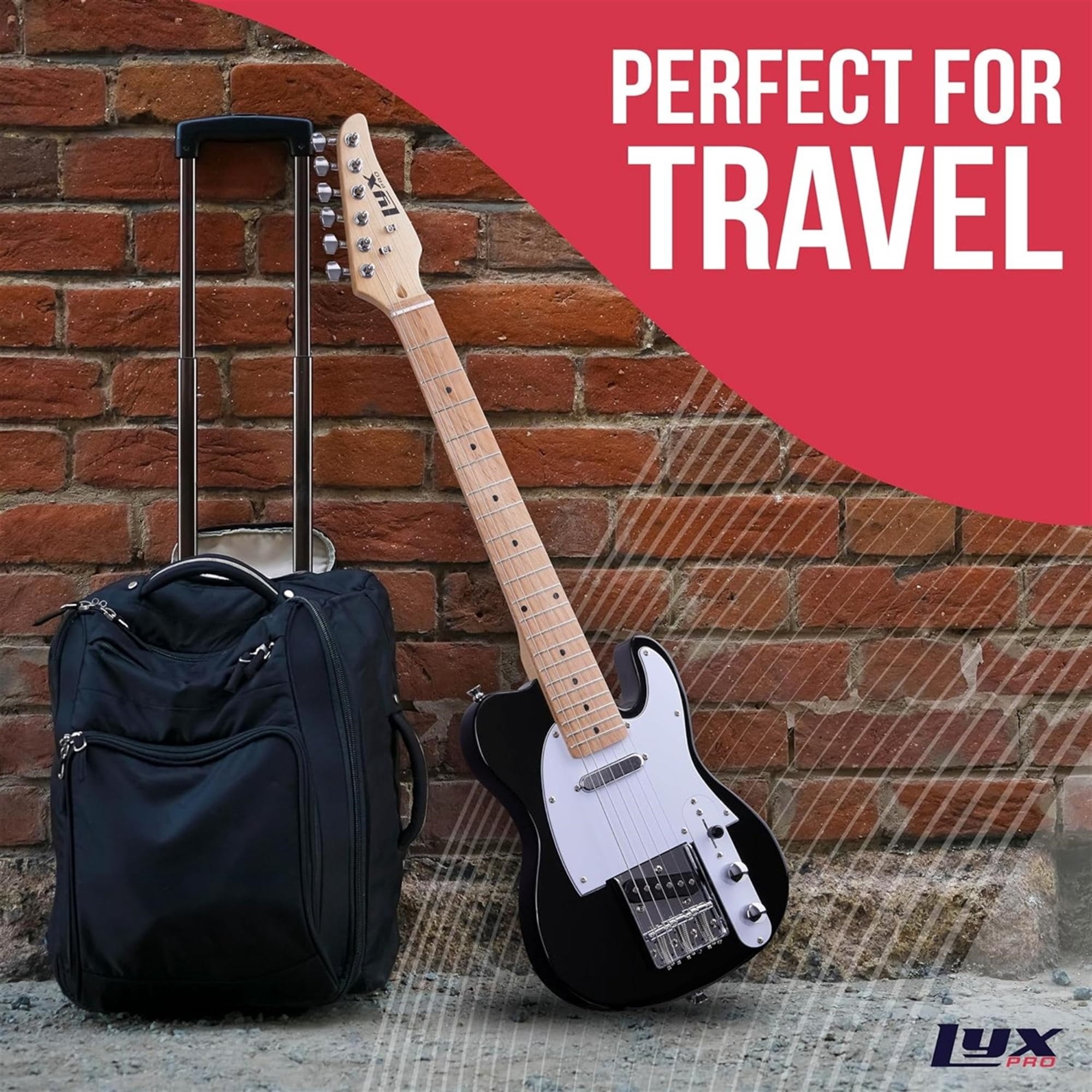 LyxPro Beginner 30" TL Series Electric Guitar, Paulownia Body, Black