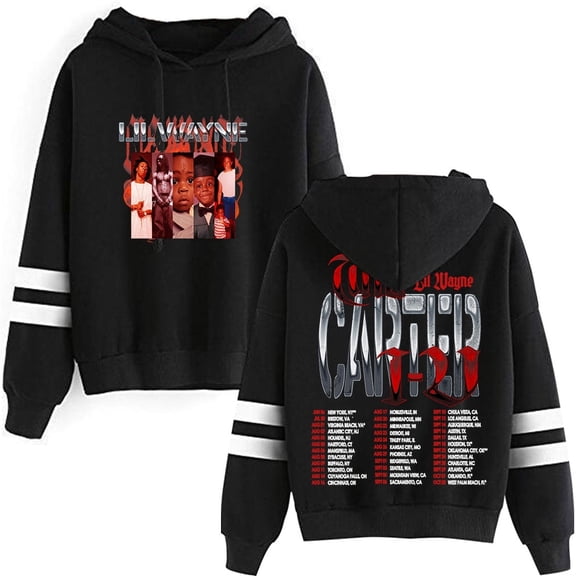 Lil Tha Carter VI Tour 2025 Merch Sudaderas con capucha Sin bolsillo Barras paralelas Manga Streetwear