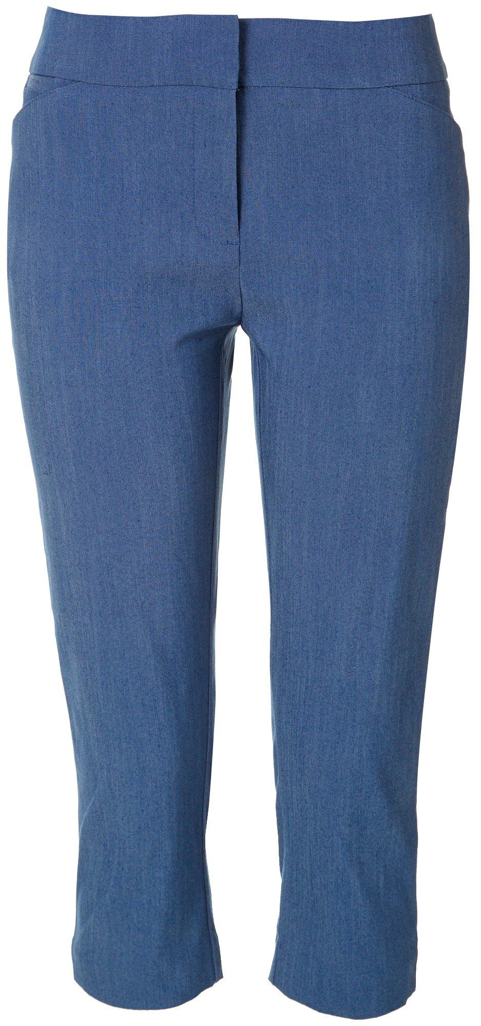 ATTYRE Womens Solid Cropped Capris 6 Denim blue - Walmart.com
