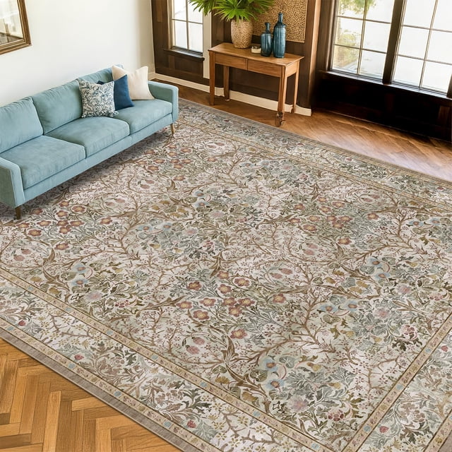 Alfombra Hazo Haus Vintage verde musgo 244 x 305 cm lavable