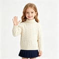 thumbnail image 2 of Lmnyox Sweaters for Kids Plain Long Sleeve Turtleneck Cable Knit Pullover Winter Casual Warm Sweaters, 2 of 7