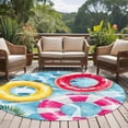 thumbnail image 4 of Round Rugs 5Ft, Summer Blue Pool Round Area Rug Washable Indoor Throw Carpet, Ocean Beach Swimming Ring Vintage Soft Non Slip Circle Rug for Cabinet Bathroom Home Decor Aesthetic, 4 of 8