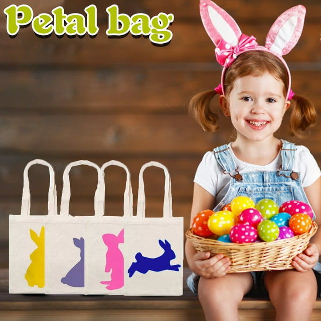 Xihbxyly Cesta de Pascua, Diseño de Conejito Navideño, Asa Ligera para Transportarla Fácilmente, Perfecta para Huevos y Dulces, Versátil para Festivales y Fiestas, Tamaño 23 X 17 Cm.