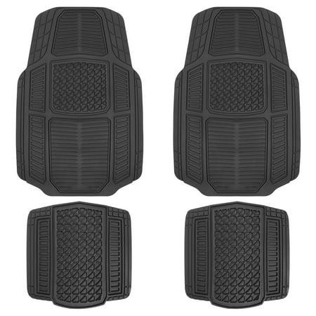 Motor Trend Black Rugged Earth Rubber Car Mats For Auto Truck Suv