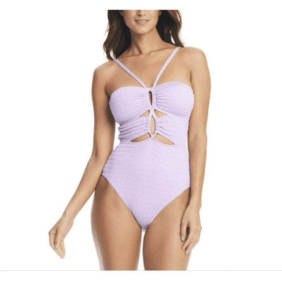 Bar Iii Women's Pucker up Textured Keyhole-Cutout Swimsuit, Created for Macy's - Lavender Haze
