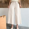 thumbnail image 2 of Lixiuxyad Cargo Pants for Women Women Solid Casual Pocket Wide Leg Pants Elastic Waist Belt Loose Pants Cropped Pants Yellow, 2 of 6