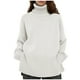 thumbnail image 2 of Suéter de cuello alto para mujer, otoño invierno, color sólido, tejido dividido, cuello alto, suelto, manga larga, poliéster, 2 of 6