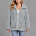 thumbnail image 3 of Women's Cozy Fluffy Winter Coat Casual Lapel Collar Jacket, 3 of 4