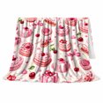 thumbnail image 2 of Sweet decorative motif Art Heart Cake Cherry Print Valentine'S, Cozy Playful Scene, Warm Flannel Blanket for Living Room and Bedroom, Art Lovers Valentine's Day Gift, Playful Home Decor, 2 of 9