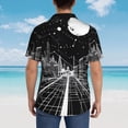 thumbnail image 4 of Fotbe Futuristic Moonlit Cityscape Camisa Hawaiana para Hombre Unisex – Camisa Casual de Verano con Botones de Manga Corta de Algodón y Lino,X-Large, 4 of 7