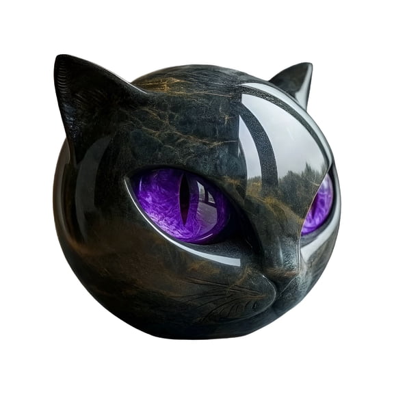 ACDANC 2025 New Luxury Black Cat Stone Sculpture - Elegant Home Décor and Gift-Ready Art Piece - Carved Crystal&Healing Stone for Cat Lovers - Purple