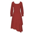 thumbnail image 4 of ATOGUTA Girls Fall Dress Long Sleeve Crew Neck Casual Holiday High Low Hem Dresses Size 5T-14, Wine, 4 of 5