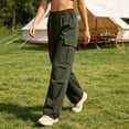 thumbnail image 5 of ZHYou No Boundarie Womens Cargo Pants Casual Drawstring Baggy Loose Fit Lightweight Flare Workout Hiking Trousers,Army Green,Size S, 5 of 6