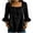 Z138 Black, variant on Womens Square Neck Blouses Front Bow 3/4 Ruffle Bell Sleeve Tops Lightweight Textured Loose Fit Dressy Casual Work Linen Blouse Red,S