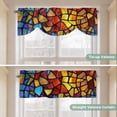 thumbnail image 5 of Tie Up Valance Blue Red Yellow Valances for Windows Modern Colored Rainbow Stained Glass Balloon Shade Valance Window Treatment Short Curtain Valances for Living Room Kitchen Bedroom Bathroom 42"x18", 5 of 8