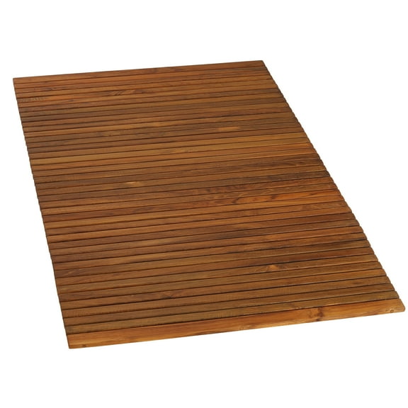Bare Decor  Oskar String Spa Shower Mat/Rug in Solid Teak Wood Oiled Finish