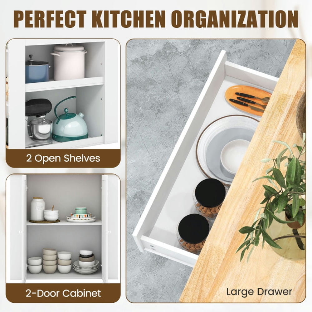 Finihen Rolling Storage Cabinet Cart, Kitchen Island Cart, Modern Kitchen Island with Rubber Wood Countertop and Storage, for Kitchen, Dining Room, White Finihen Rolling Storage Cabinet Cart, Kitchen Island Cart, Modern Kitchen Island with Rubber Wood Countertop and Storage, for Kitchen, Dining Room, White